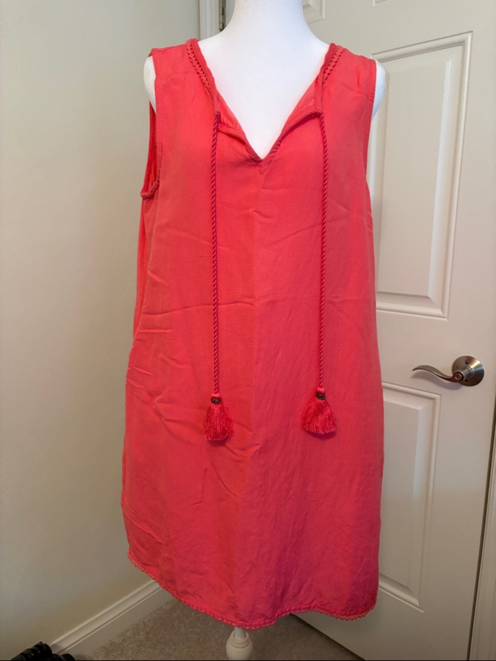Tommy Bahama Coral Rope-Tassel Sleeveless Dress